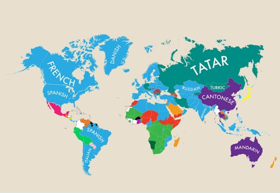 Diese Karte zeigt, welche zweite Sprache in Ländern gesprochen wird | i-ref